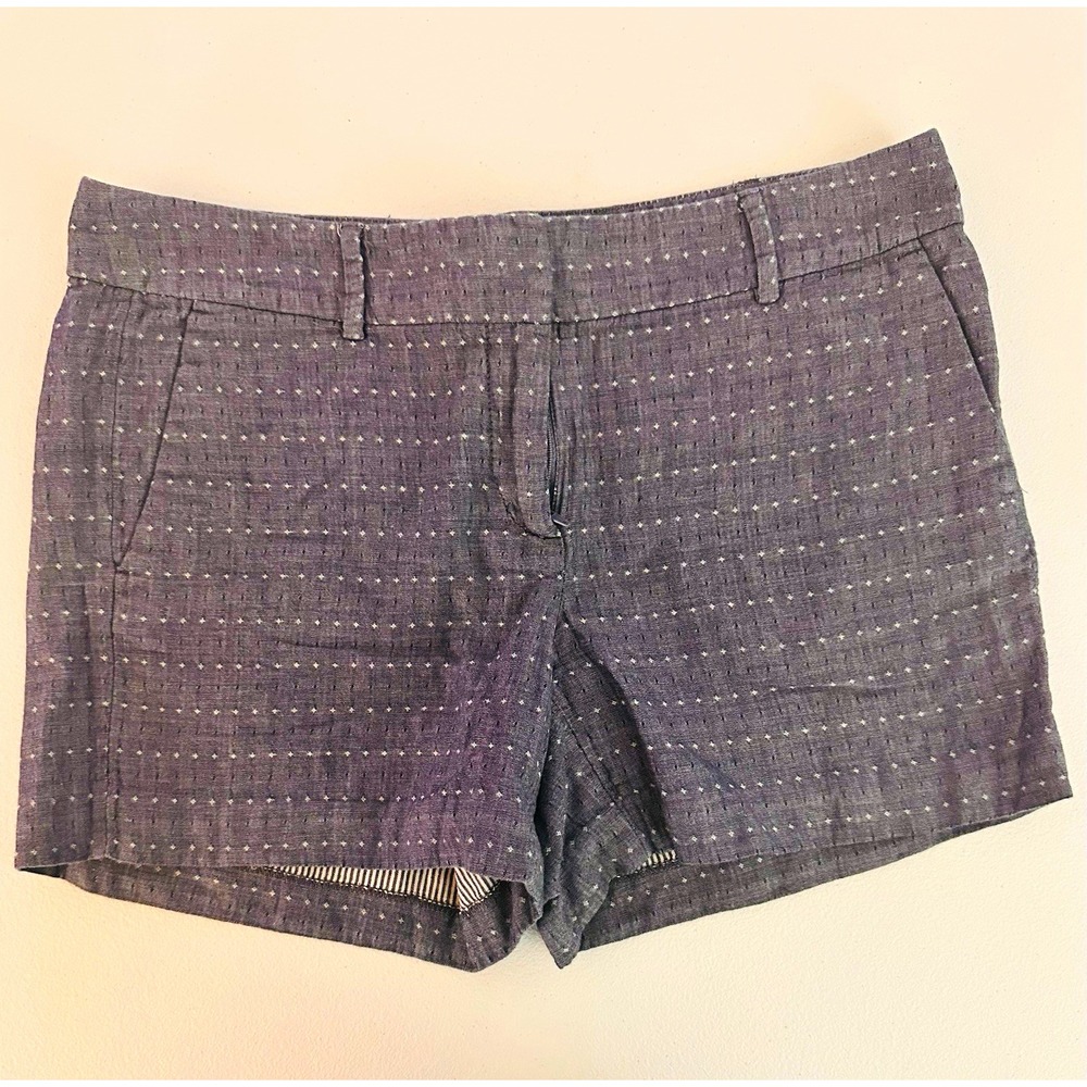 Ann Taylor Women's Blue Polka Dot Dress Shorts Flat Front Mid Rise Pockets 4